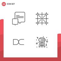 4 User Interface Line Pack of modern Signs and Symbols of chat coin coding programing crypto currency Editable Vector Design Elements