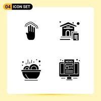 Universal Solid Glyphs Set for Web and Mobile Applications fingers bowl interface house soup Editable Vector Design Elements