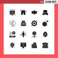 16 iconos creativos signos y símbolos modernos de codificación nube bombón boda corazón elementos de diseño vectorial editables vector