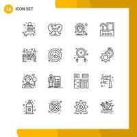 Outline Pack of 16 Universal Symbols of desk radio dashboard wifi device Editable Vector Design Elements