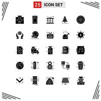 25 Universal Solid Glyphs Set for Web and Mobile Applications target mobile museum x mas forest Editable Vector Design Elements