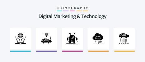 Digital Marketing And Technology Glyph 5 Icon Pack Including personal. technology. human. cloud. internet. Creative Icons Design vector