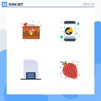 Modern Set of 4 Flat Icons and symbols such as bag contact love mobile leaflet Editable Vector Design Elements