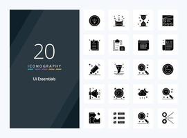 20 Ui Essentials Solid Glyph icon for presentation vector