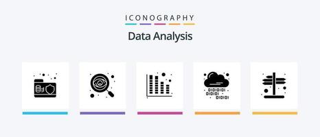 Data Analysis Glyph 5 Icon Pack Including management. data. report. cloud coding. graph. Creative Icons Design vector