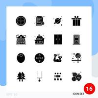 Modern Set of 16 Solid Glyphs Pictograph of cruise building science apartment holidays Editable Vector Design Elements