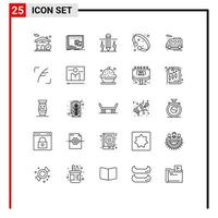 paquete de iconos vectoriales de stock de 25 signos y símbolos de línea para elementos de diseño vectorial editables de luz de moda de lápiz de joyería de lujo vector