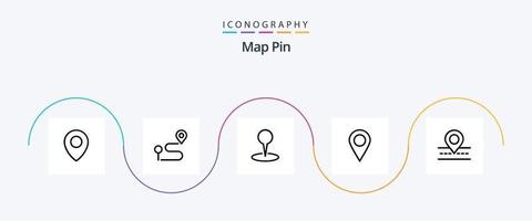 paquete de iconos de pin line 5 de mapa que incluye mapa. localización. mapa. la carretera. marcador vector