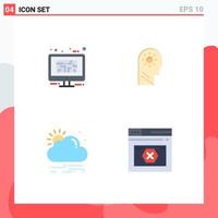 Set of 4 Modern UI Icons Symbols Signs for monitor wind floor control weather Editable Vector Design Elements