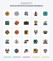 Creative Business Elements And Symbols Metaphors 25 Line FIlled icon pack  Such As king. game. point. chess. data vector