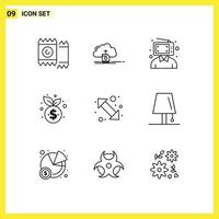 9 Creative Icons Modern Signs and Symbols of finance management computing business man Editable Vector Design Elements