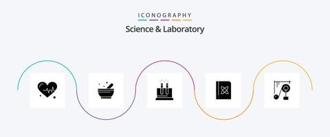 Science Glyph 5 Icon Pack Including science machine. machine. tube. device. physics vector