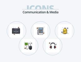 Communication And Media Line Filled Icon Pack 5 Icon Design. server. paper. chat. writer. editorial vector