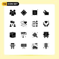 Set of 16 Modern UI Icons Symbols Signs for chatting man align zoom in Editable Vector Design Elements