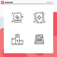 Mobile Interface Line Set of 4 Pictograms of design first place creative medical insurance fax Editable Vector Design Elements