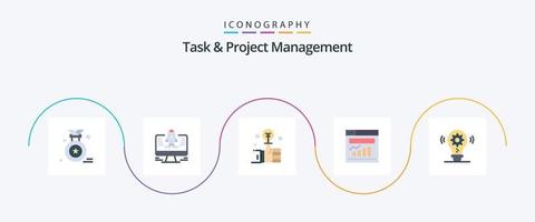 Task And Project Management Flat 5 Icon Pack Including setting. idea. investment. bulb. internet vector