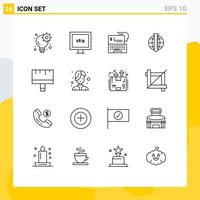 paquete de iconos de vector de stock de 16 signos y símbolos de línea para elementos de diseño de vector editables de análisis de mercado de datos bancarios de mercado de arte