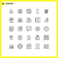 Group of 25 Modern Lines Set for finance scale board down computer Editable Vector Design Elements