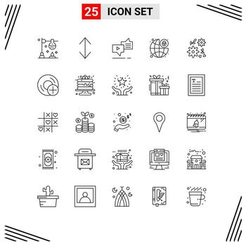 25 Thematic Vector Lines and Editable Symbols of flower security connection padlock global protection Editable Vector Design Elements