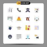 Set of 16 Vector Flat Colors on Grid for construction search building product modeling Editable Pack of Creative Vector Design Elements