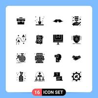 Universal Icon Symbols Group of 16 Modern Solid Glyphs of growth business growth shovel business male Editable Vector Design Elements