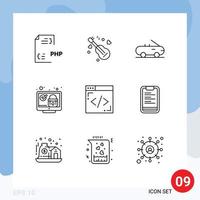 9 Thematic Vector Outlines and Editable Symbols of internet security love check screen Editable Vector Design Elements