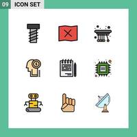 Universal Icon Symbols Group of 9 Modern Filledline Flat Colors of plan corporate school competitive thinking Editable Vector Design Elements