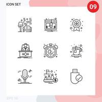 9 User Interface Outline Pack of modern Signs and Symbols of ceo legend notification boss school Editable Vector Design Elements