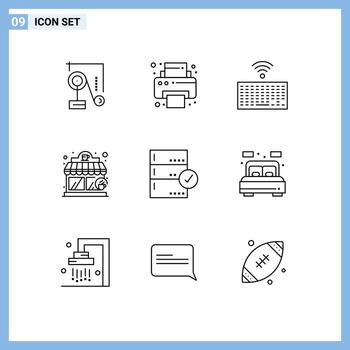 Modern Set of 9 Outlines Pictograph of check backup keyboard approve coffee shop Editable Vector Design Elements
