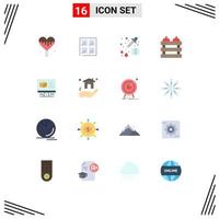 Pack of 16 Modern Flat Colors Signs and Symbols for Web Print Media such as monitore box drop computer food Editable Pack of Creative Vector Design Elements