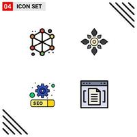 Modern Set of 4 Filledline Flat Colors Pictograph of analytics holi web decoration seo Editable Vector Design Elements