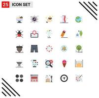 Universal Icon Symbols Group of 25 Modern Flat Colors of earth day food fire fast can Editable Vector Design Elements