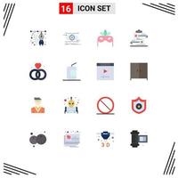 Modern Set of 16 Flat Colors and symbols such as paper checklist looking document masquerade Editable Pack of Creative Vector Design Elements