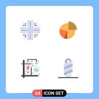 Group of 4 Modern Flat Icons Set for map statistics chart finance test Editable Vector Design Elements