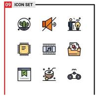 9 Creative Icons Modern Signs and Symbols of film processor business motherboard circuit board Editable Vector Design Elements