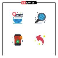 Pictogram Set of 4 Simple Flat Icons of map report globe business notification Editable Vector Design Elements