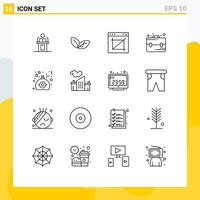 16 Thematic Vector Outlines and Editable Symbols of briefcase website leaf web crop Editable Vector Design Elements