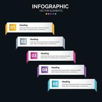 Diagrama de infografía de 5 opciones Informe anual Diseño web Concepto de negocio Pasos o procesos vector