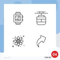Universal Icon Symbols Group of 4 Modern Filledline Flat Colors of handwatch react heart transportation arrow Editable Vector Design Elements