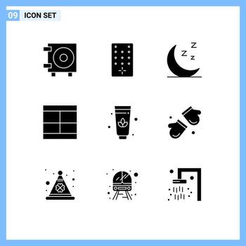 9 Universal Solid Glyphs Set for Web and Mobile Applications arctic cream nature lotus illustration Editable Vector Design Elements