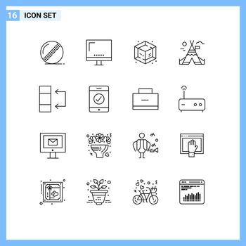 Editable Vector Line Pack of 16 Simple Outlines of table data monitor canada fire work Editable Vector Design Elements