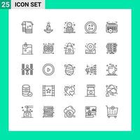 Universal Icon Symbols Group of 25 Modern Lines of design study time lamp schedule clock Editable Vector Design Elements