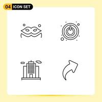 Modern Set of 4 Filledline Flat Colors and symbols such as costume arrow power architecture right Editable Vector Design Elements