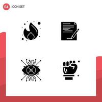 Pack of 4 Modern Solid Glyphs Signs and Symbols for Web Print Media such as business report money paper augmentation Editable Vector Design Elements