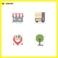 Modern Set of 4 Flat Icons and symbols such as shop book building interior location Editable Vector Design Elements