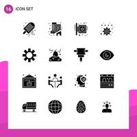 Modern Set of 16 Solid Glyphs and symbols such as setting preference board favorite hospital Editable Vector Design Elements