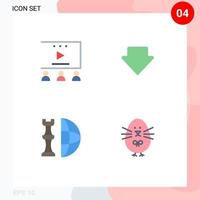 Modern Set of 4 Flat Icons and symbols such as online advertisement international video tutorials downlod plan Editable Vector Design Elements