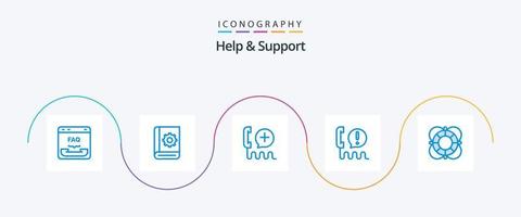 ayuda y soporte paquete de iconos azul 5 que incluye el centro. llamada. instrucción. Servicio. ayudar vector