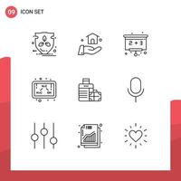 Modern Set of 9 Outlines and symbols such as hotel bag education luggage formula Editable Vector Design Elements