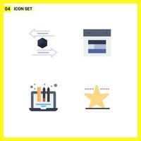 Pictogram Set of 4 Simple Flat Icons of box website return layout device Editable Vector Design Elements